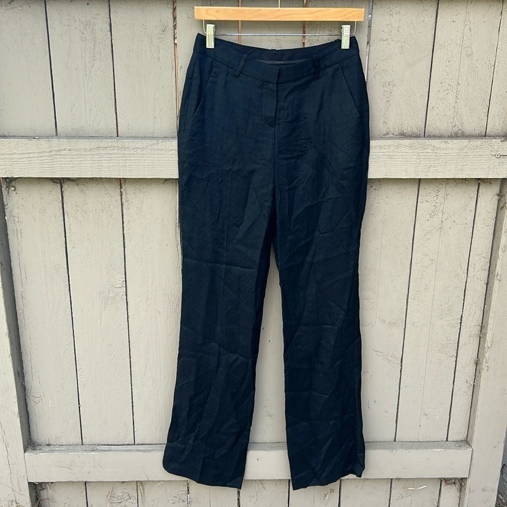 NWT Theory Emery 2 Langly Trousers Black Size 2 Straight Leg Office Casual
